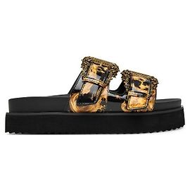Versace Baroque Buckle Arizona Sandals Black