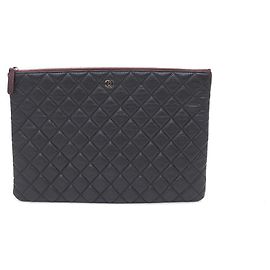 Chanel Classic Large Clutch Bag in Schwarz Caviar mit silbernem CC Schwarz