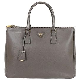 Prada Saffiano Lux Galleria Double Zip Tote Bag Medium Argilla Brown