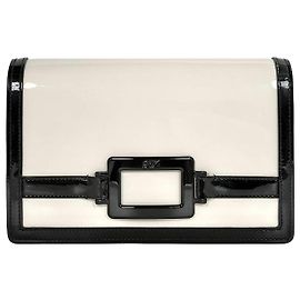 Roger Vivier Bolsa de Ombro e Clutch Belly Vivier Boyaj em Couro Patente Branco