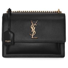 Saint Laurent Monogram Sunset Gold Medium Shoulder Bag Black Black