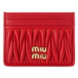 Miu Miu Matelassé Nappa Leather Card Holder Red AFPP Red