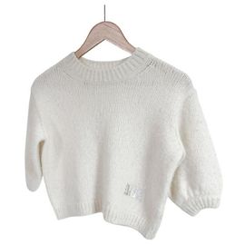 Dior Alpaka-Wollstrick mit Pailletten-Logo für Damen und Kinder - Ivory Weiß