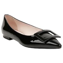 Roger Vivier Patent Leather Gommetine Lacquer Flat Shoes Black Black