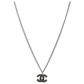 Chanel Choco Bar CC Silver Halskette Silber