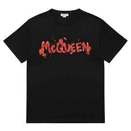 Alexander Mcqueen T-Shirt für Herren mit rotem Logo Schwarz