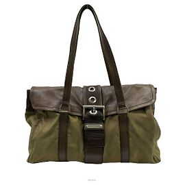 Prada Saco Tote em couro cáqui Marrom