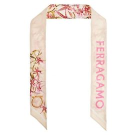 Salvatore Ferragamo Pañuelo de seda Gaia Print Blanco