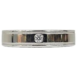 Tiffany & Co Diamond Together Double Milgrain Band Ring Platinum Silvery