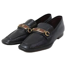 Tory Burch Leather Loafer Black Size Black