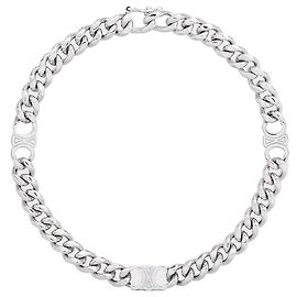 Céline Pulsera Triomphe Small Gourmet Latón Acabado Rodio Plata Plata