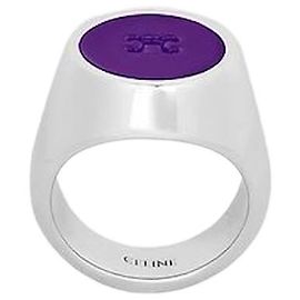 Céline Triomphe Siegelring Messing mit Rhodium-Finish lackiert Silber Lila Lila