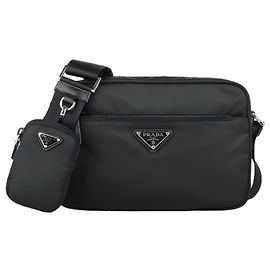 Prada Bolsa tiracolo messenger em nylon com logótipo triangular Preto