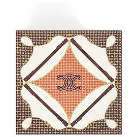Céline Bandana de sarga de seda Cream/Brown/Tan Castaño