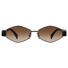 Céline Triomphe Metal Sunglasses Metal Black Gradient Brown Brown
