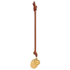 Céline Charm a Medaglione in Pelle di Agnello Morbida e Metallo Marrone