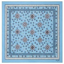 Céline Bandana in cotone blu/nero/off white Blu