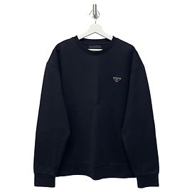 Prada Technical Cotton Sweatshirt with Triangle Logo Black