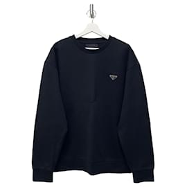 Prada Sudadera de algodón técnico con logotipo triangular Negro