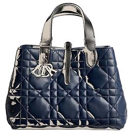 Dior Tote Bag Medium Two-Tone Indigo Black Macro Cannage Calfskin Blue