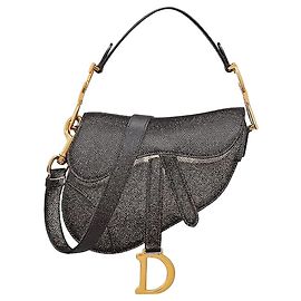 Dior Bolsa Saddle Mini Strap em couro de bezerro grão preto Preto