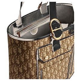 Dior Pocket Jet Tote Bag Medium Brown Oblique Jacquard Brown