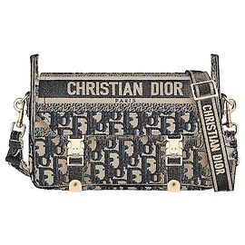Dior petit sac camp bleu broderie Oblique Bleu