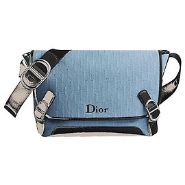 Dior Sac Jet Flap Strap Medium Miosotis Blue Oblique Jacquard Bleu