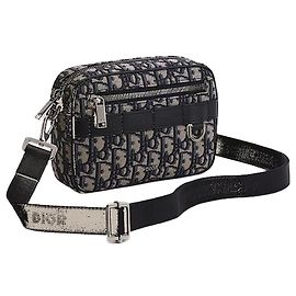 Dior Safari Mini Strap Bag Beige Black Oblique Jacquard Brown