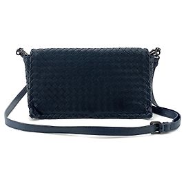 Bottega Veneta Bolsa tiracolo com aba Intrecciato Azul