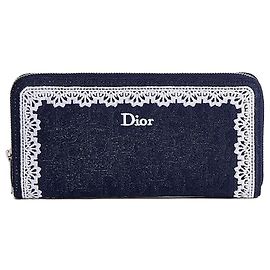 Dior Oblique Voyager Slim Wallet Blue Jacquard White Lace Blue