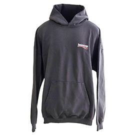 Balenciaga Ungetragener Hoodie mit besticktem Polit-Logo Schwarz