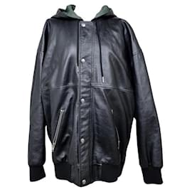 Céline Leather Bomber Jacket Black Black