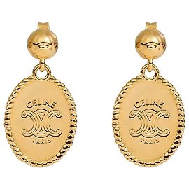 Céline Triomphe Medal Earring Gold Finish Brass Golden