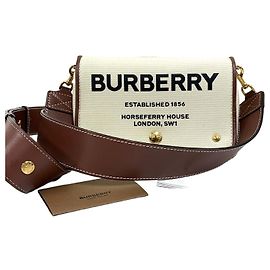Burberry Pequena mala tiracolo em lona de algodão Branco