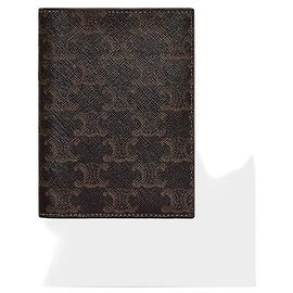 Céline Funda de Pasaporte Triomphe Canvas Black Tan Castaño