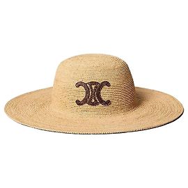 Céline Triomphe Hat Rafia Natural/Brown Brown