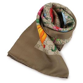 Gucci Seidentwill-Carré mit GG-Print Braun