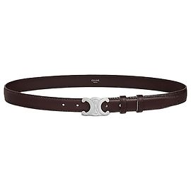 Céline Cinturón Triomphe de piel de becerro natural marrón Castaño