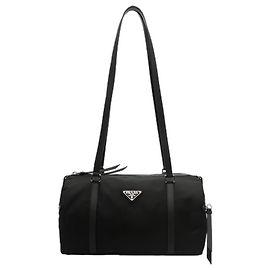 Prada Borsa duffle grande in nylon e pelle saffiano Nero