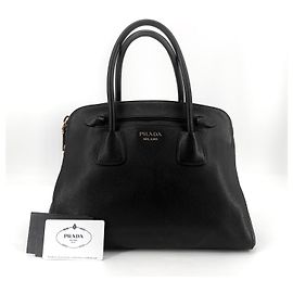 Prada Saffiano Top Handle Tote Bag Black