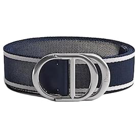 Dior CD Icon Belt Navy Blue White Nylon, Blue