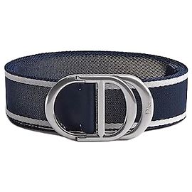 Dior CD Icon Gürtel Navy Blue White Nylon Blau