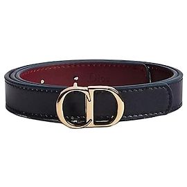 Dior Reversible CD Icon Belt Navy Blue Hermitage Red Smooth Calfskin Blue