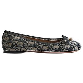 Dior Ballerine Blu Profondo Ricamo Obliquo Cotone Blu