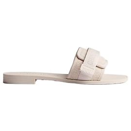 Dior Riviera Evolution Slide White Beige Oblique Washed Linen Marrone
