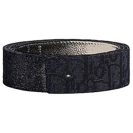 Dior Reversible Belt Strap Black Oblique Jacquard Black Grained Calfskin Black