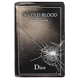 Dior Bifold Card Wallet Black White Book Cover Embossed Calfskin White
