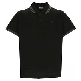 Etro Kurzarm-Poloshirt mit Streifen und besticktem Pony-Logo Schwarz