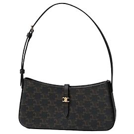 Céline Tina Shoulder Bag in Triomphe Canvas Black